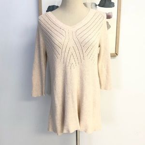 Anthropologie Knitted & Knotted Cream Sweater